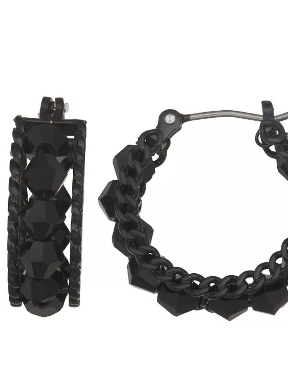 Simply Vera Vera Wang Black Beaded Hoop Earrings